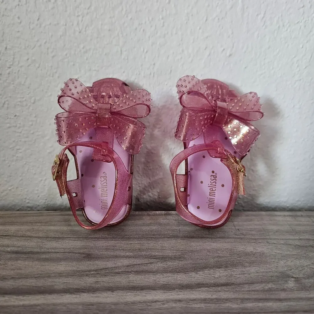 Mini Melissa Aranha ARANHA XIII Pink Glitter Big Bow Studded Toddler Kids 6